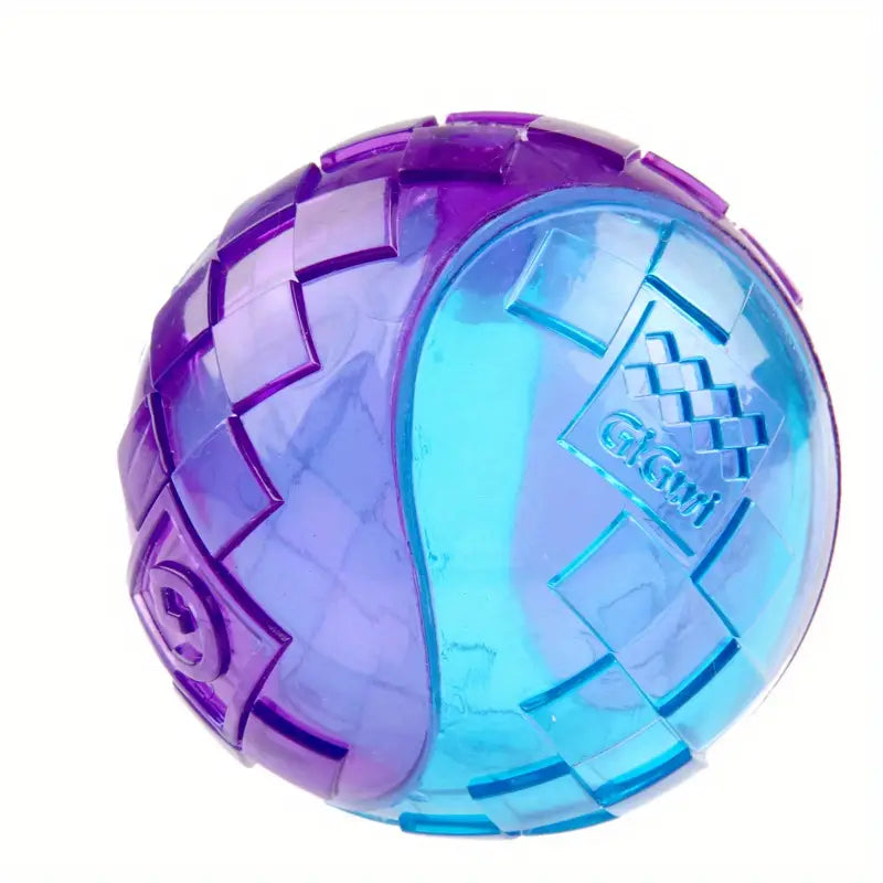 Squeaky Dental Cleaning Bounce Ball - Blue and Purple TPR Interactive Dog Toy with Anti-swallow Design and Built-in Sounder for Teeth Cleaning