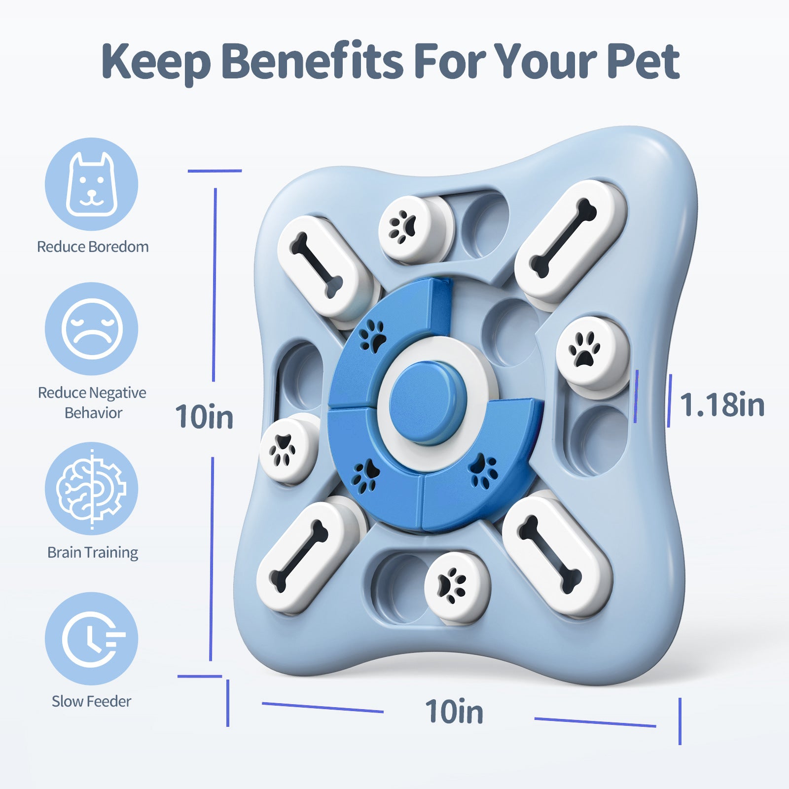 Interactive Dog Puzzle Toy with Sliding Treat Dispensers and Paw Print Design, Mental Stimulation Games for Dogs, Blue Pet Brain Training Toy