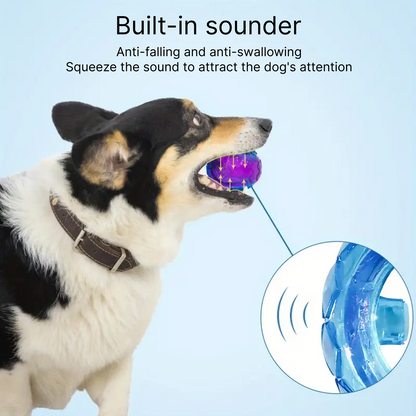 Squeaky Dental Cleaning Bounce Ball - Blue and Purple TPR Interactive Dog Toy with Anti-swallow Design and Built-in Sounder for Teeth Cleaning