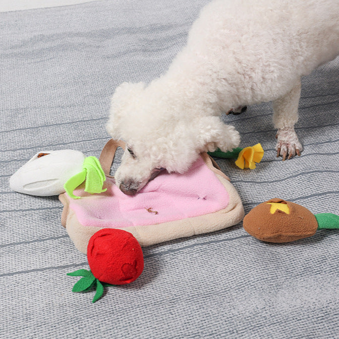 interactive-dog-toy-set-plush-vegetables-reversible-pink-carry-bag